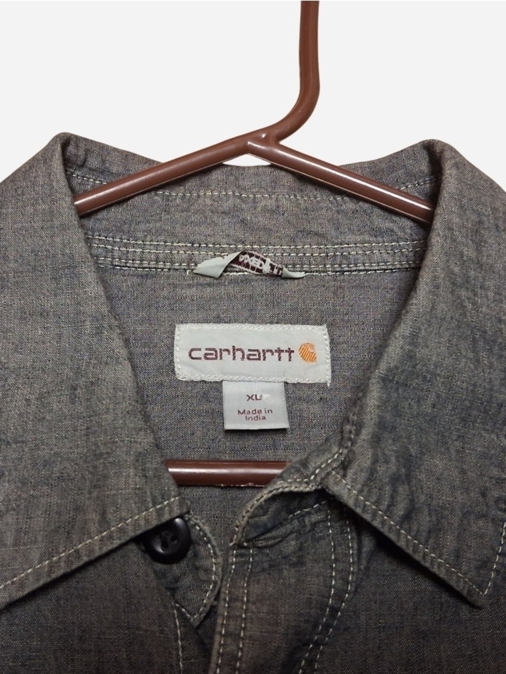 Carhartt Men's Slate Gray Button-Down Work Shirt - Picture 2 of 3